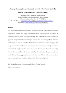 Energy Consumption and Economic Growth &ndash; The Case of Australia