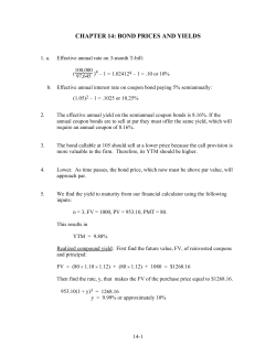 CHAPTER 14: BOND PRICES AND YIELDS