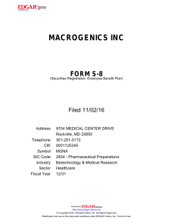 macrogenics inc form s-8