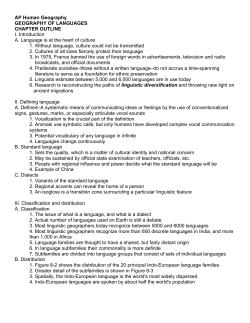 AP Human Geography GEOGRAPHY OF LANGUAGES CHAPTER