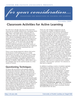Classroom Activities for Active Learning
