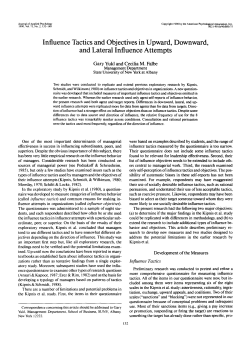 Influence Tactics and Objectives in Upward, Downward, and Lateral