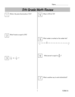 5th Grade Math Review - Santee School District