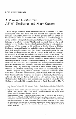 A Man and his Mistress: J.F.W. DesBarres and Mary Cannon