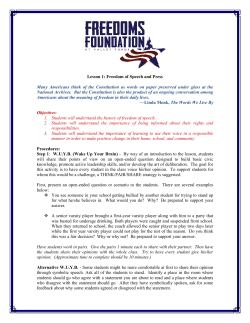 Lesson One: Freedoms of Speech and Press