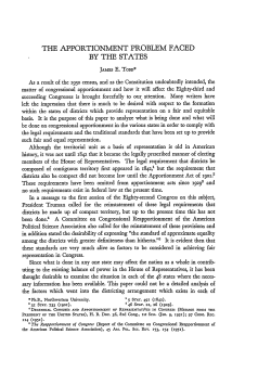 The Apportionment Problem Faced by the States