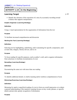 Answers Teacher Copy p. 60 ACTIVITY 1.14: Thinking Figuratively