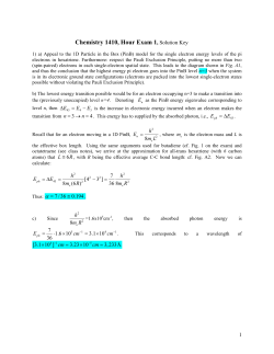 Chemistry 1410, Hour Exam 1, Solution Key