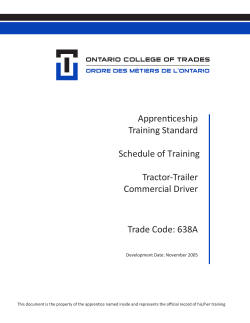 Apprenticeship Training Standard Schedule of Training Tractor