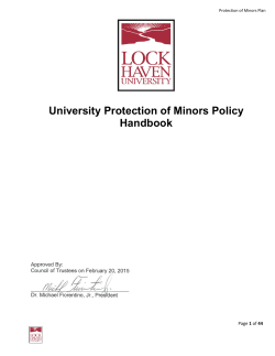 University Protection of Minors Policy Handbook