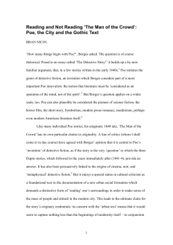 Reading and Not Reading `The Man of the Crowd`: Poe, the City and