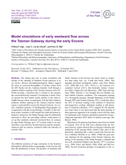 Model simulations of early westward flow across the Tasman