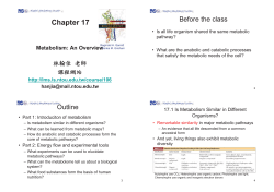 Chapter 17 Metabolism
