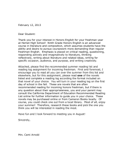 summer reading letter