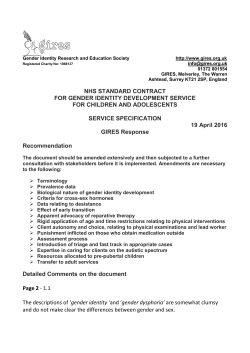 NHS STANDARD CONTRACT FOR GENDER IDENTITY