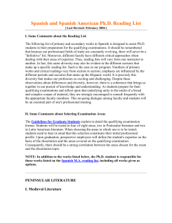 Spanish and Spanish American Ph.D. Reading List
