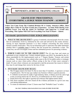 MINNESOTA JUDICIAL TRAINING UPDATE GRAND JURY