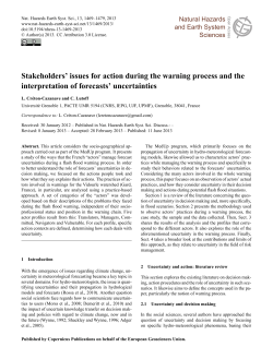 Stakeholders` issues for action during the warning process