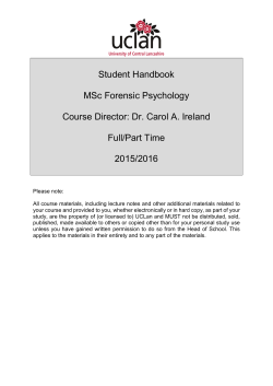 Student Handbook MSc Forensic Psychology Course Director