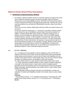 Belmont Special Ed Policy and Program