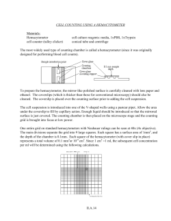 II.A.14 CELL COUNTING USING A HEMACYTOMETER Materials