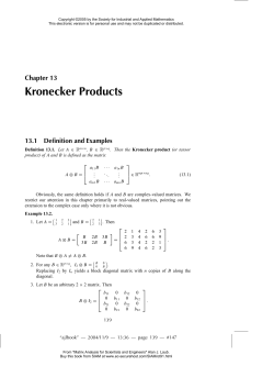 Kronecker Products - Society for Industrial and Applied Mathematics