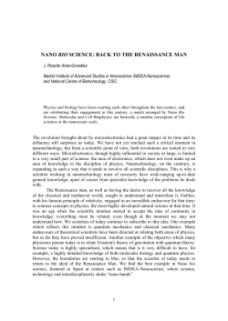 Nano Bio Science: Back to the renaissance man