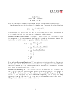 Derivatives Math 120 Calculus I