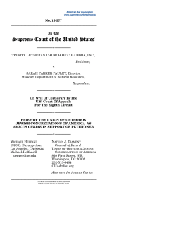 15-577 Trinity Lutheran Church of Columbia v. Pauley, Amicus Brief