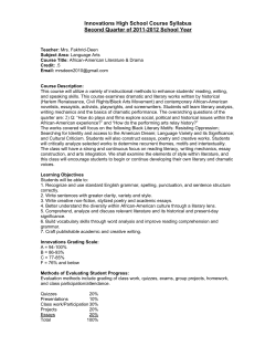 Innovations High School Course Syllabus Second Quarter of 2011