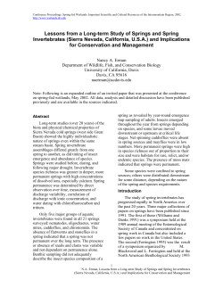 Lessons from a Long-term Study of Springs and Spring Invertebrates
