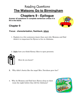 Reading Questions The Watsons Go to Birmingham Chapters 9