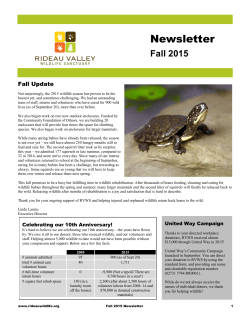 Fall 2015 - Rideau Valley Wildlife Sanctuary