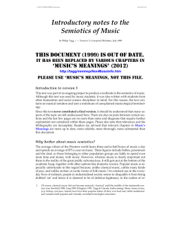 Introductory notes to the Semiotics of Music