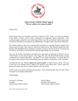 Saint George Catholic School Appeal “We are called to be united in
