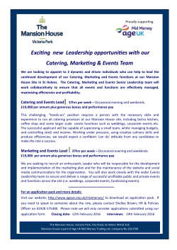 Exciting new Leadership opportunities with our Catering, Marketing