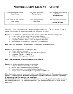 Midterm Review Guide #1 &ndash; Answers