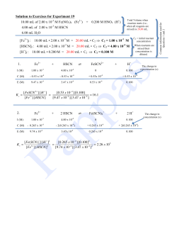 Solution to Exercises for Experiment 19 10.00 mL of 2.00 x 10
