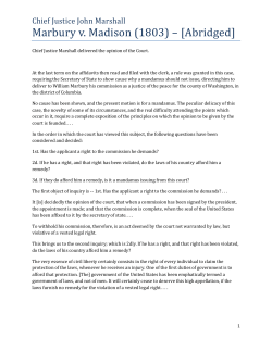 Marbury v. Madison (1803) &ndash; [Abridged]