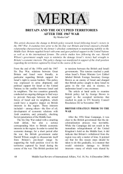 Britain and the Occupied Territories after the 1967 War