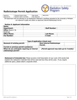 Radioisotope Permit Application