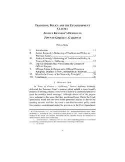 Justice Kennedy`s Opinion in Town of Greece v. Galloway