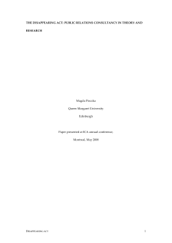 THE DISAPPEARING ACT: PUBLIC RELATIONS CONSULTANCY