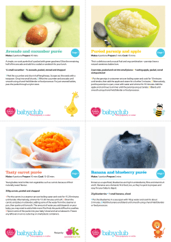 Avocado and cucumber pur&eacute;e Pur&eacute;ed parsnip