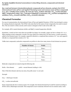 Chemical Formulas - JA Williams High School