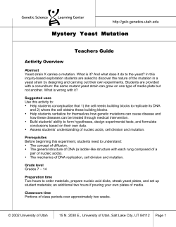Mystery Yeast Mutation - Teach Genetics (Utah)