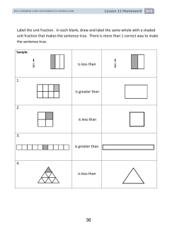 Lesson 11 Homework 3 Label the unit fraction. In each blank, draw
