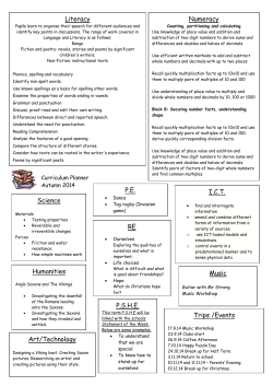 Curriculum Planner Year 5 Autumn 14 Literacy Numeracy Music Art