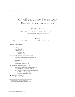 GAME 2302-0350 Units and Dimensional Analysis