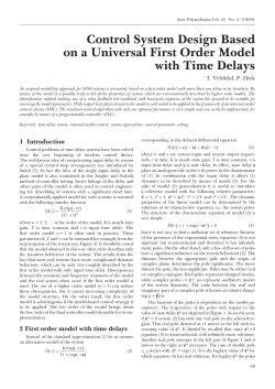 Control System Design Based on a Universal First Order Model with
